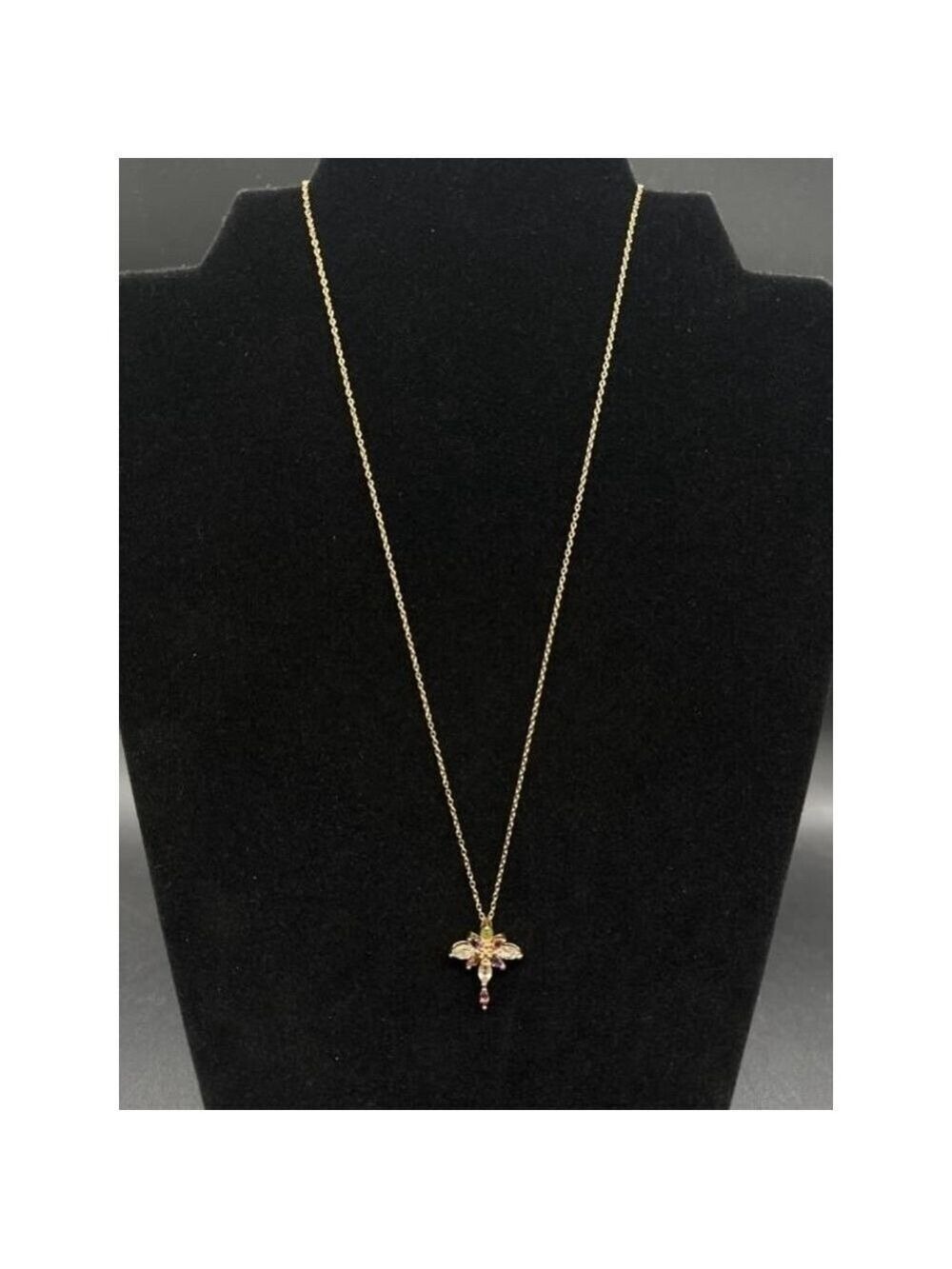 Precious Stone 925 Cross Pendant & Necklace